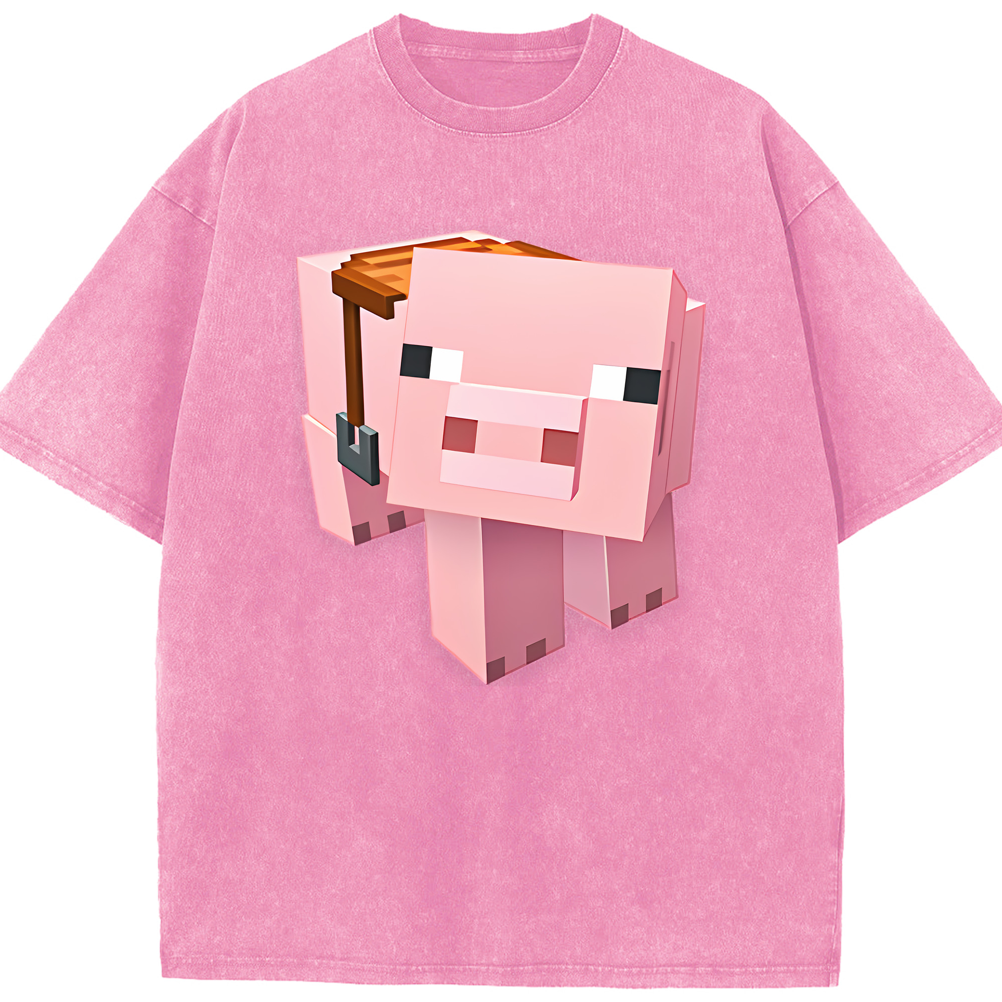 （画像用） マインクラフト ブロックの世界 Minecraft MC Block world 綿100% ヴィンテージ風 半袖Tシャツ（フロントプリント）